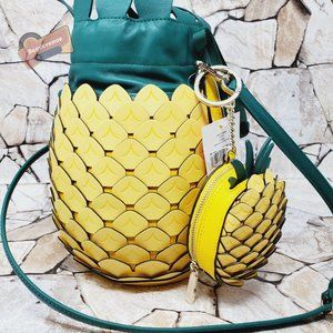 #bagsavenue pineapple bucket crossbody yellow novelty with coin purse kate spade